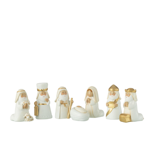 Crèche noël x7 personnages blanc/or JLINE