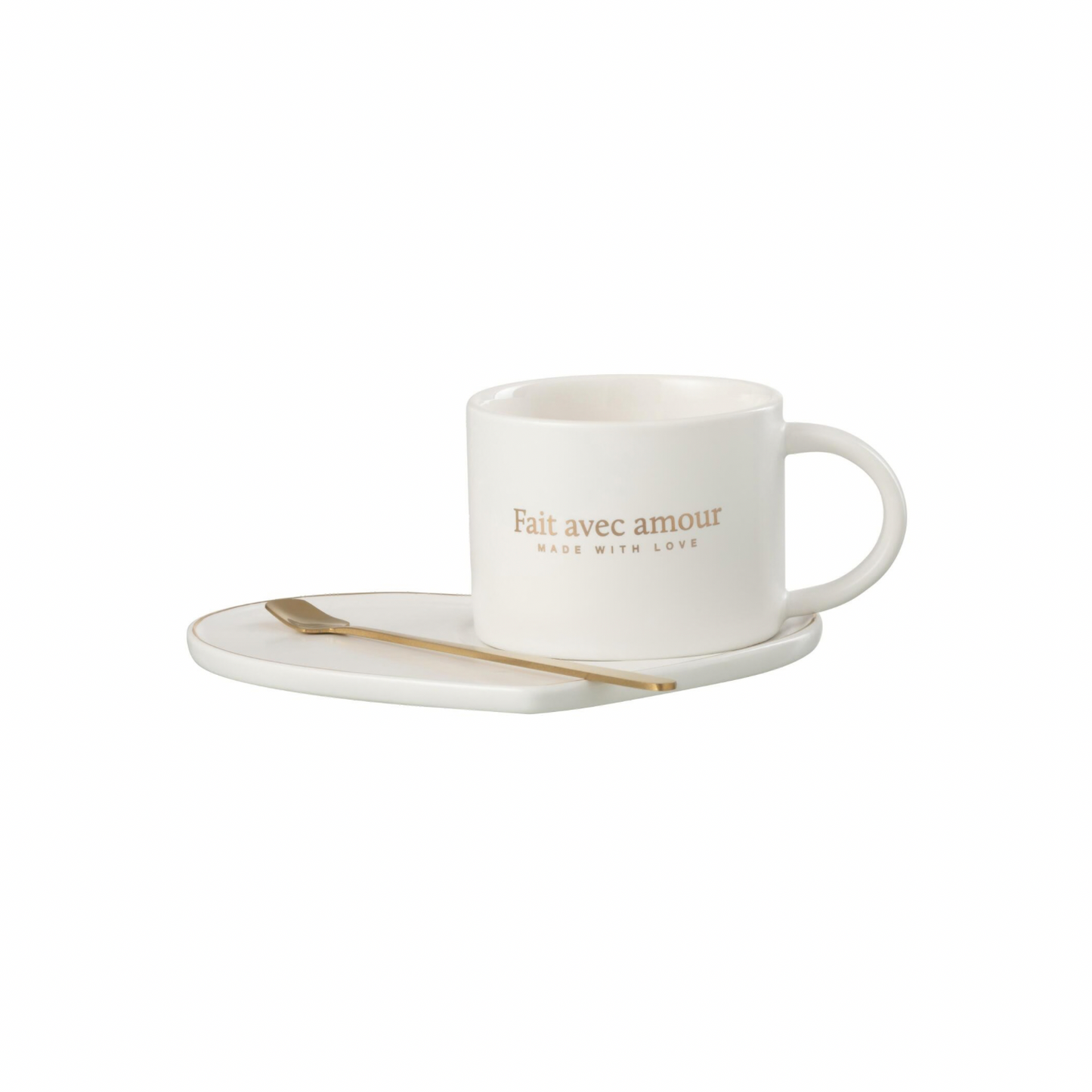 Tasse cœur +sous tasse+cuillère JLINE