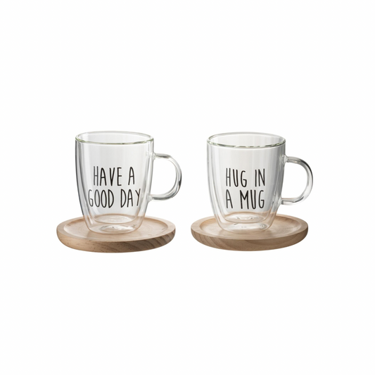 Tasse message + sous tasse bois JLINE
