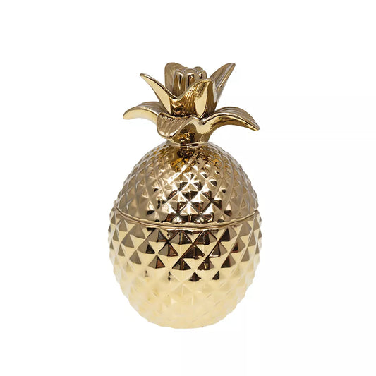 Boite déco ananas céramique OR