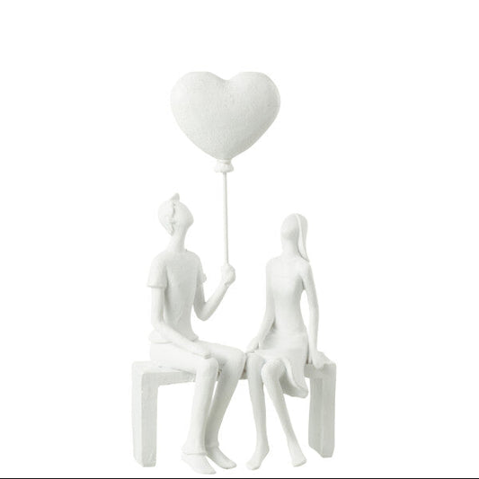 Couple avec ballon cœur blanc JLINE