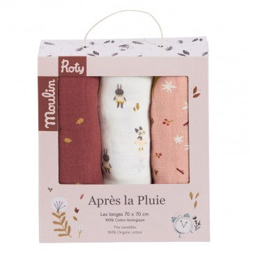 Langes bébé coton bio "Après la pluie" MR